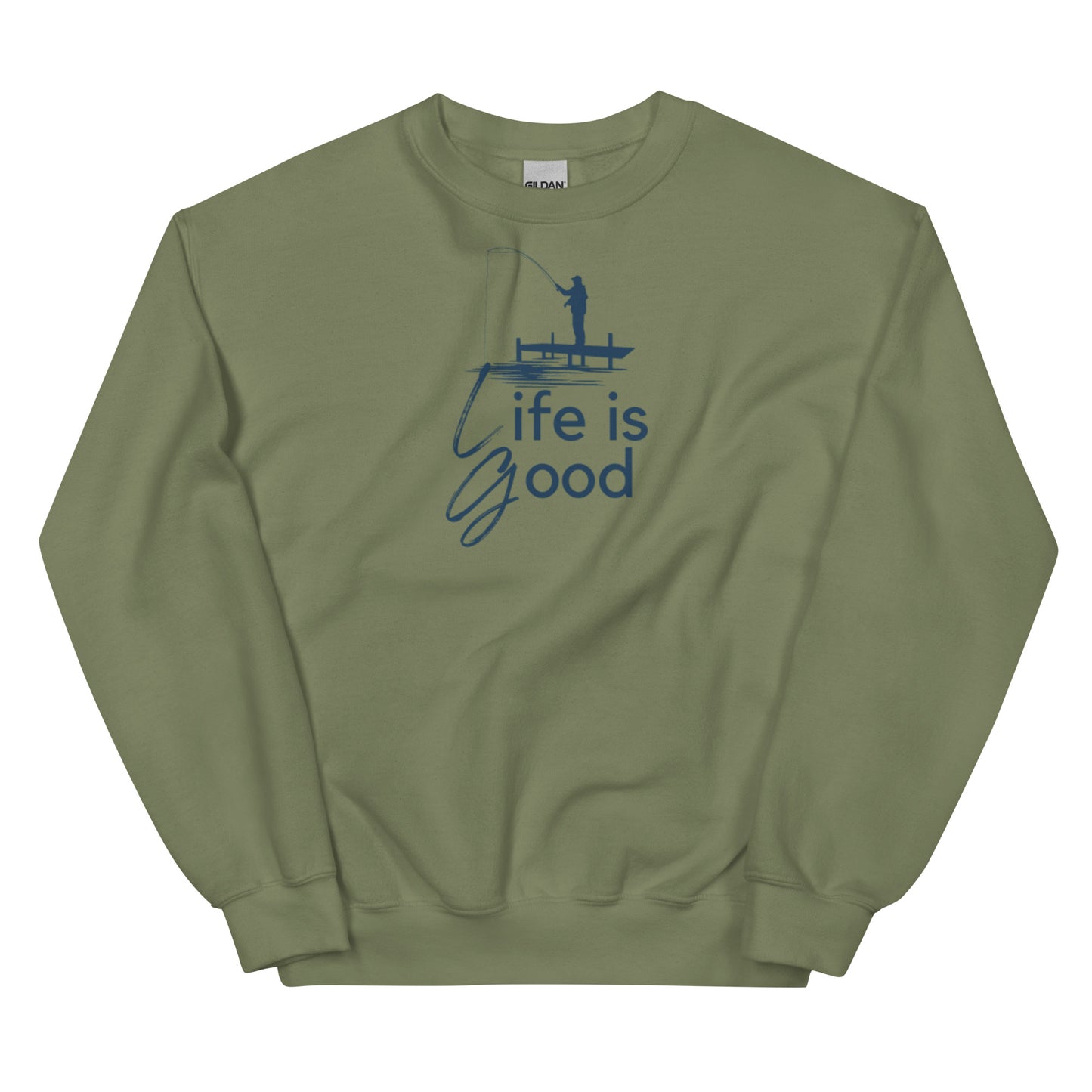 Unisex Sweatshirt - Life is Good Blue Fisherman