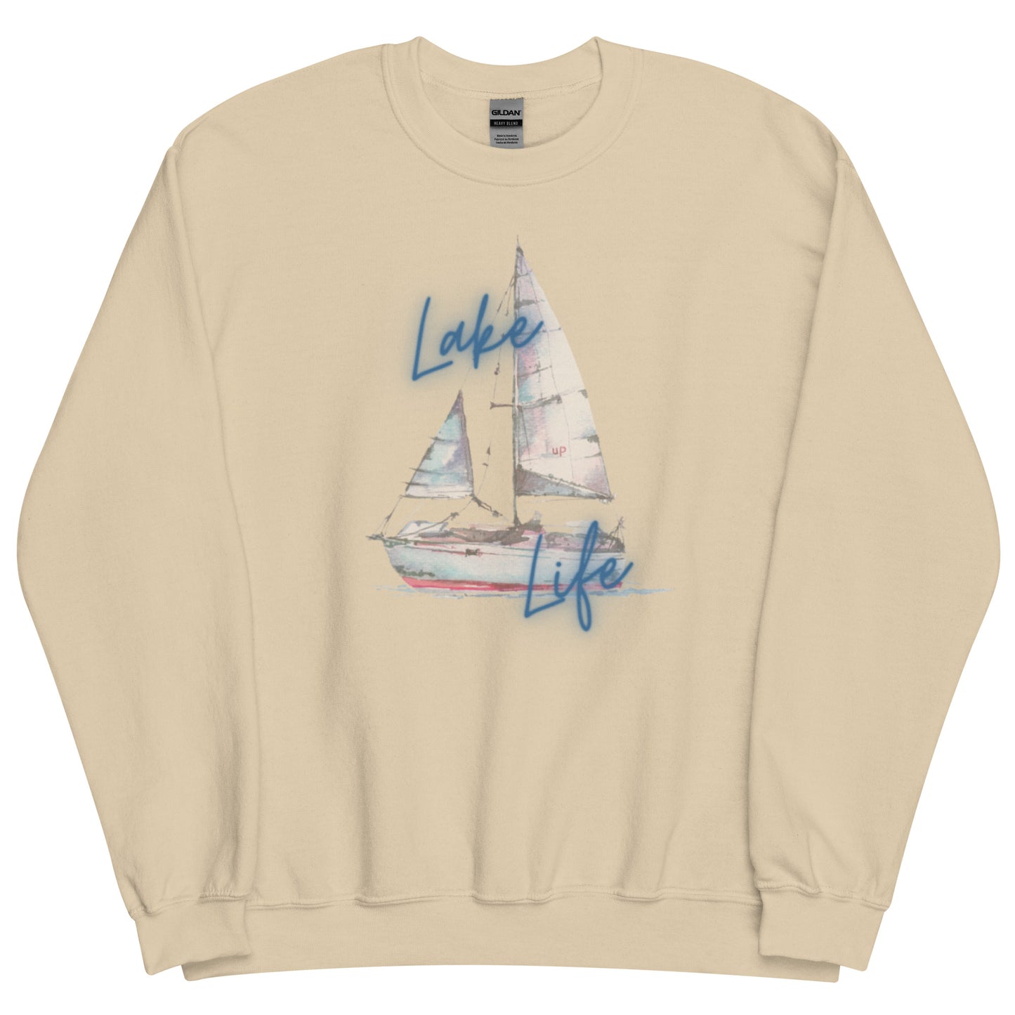 Lake Life Sailboat Unisex Sweatshirt, pink & blue