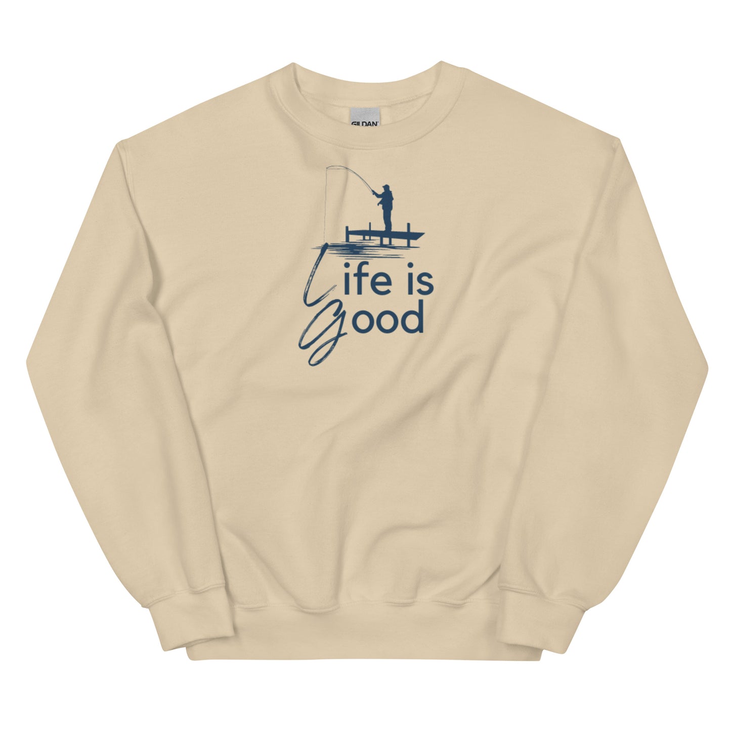 Unisex Sweatshirt - Life is Good Blue Fisherman