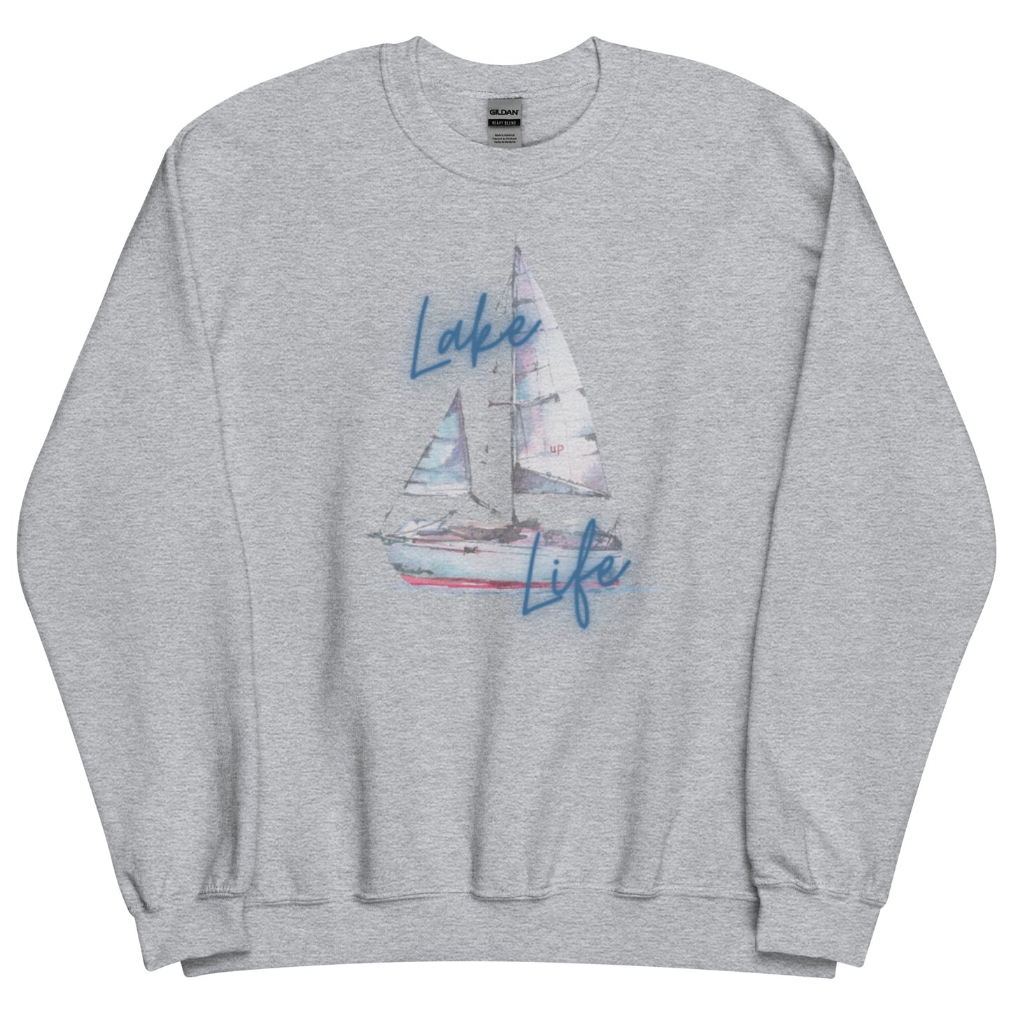 Lake Life Sailboat Unisex Sweatshirt, pink & blue