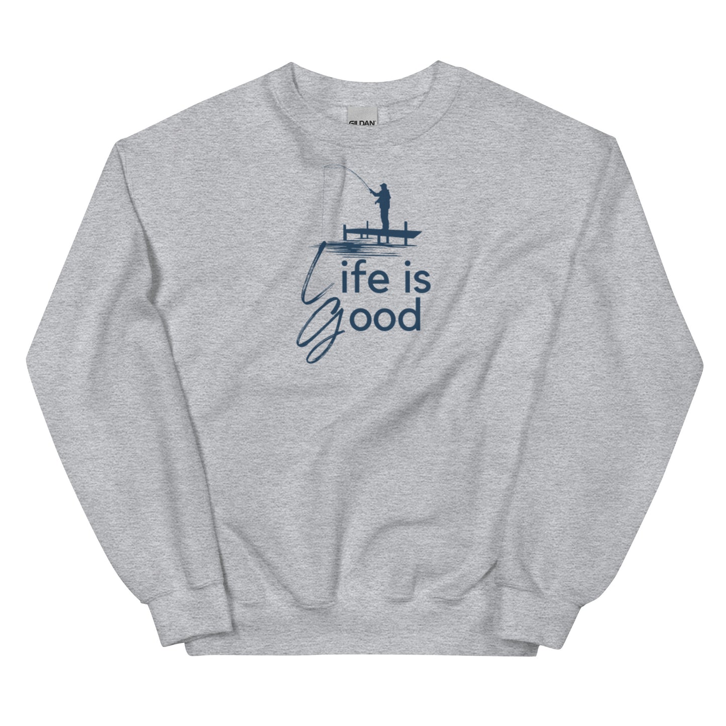 Unisex Sweatshirt - Life is Good Blue Fisherman