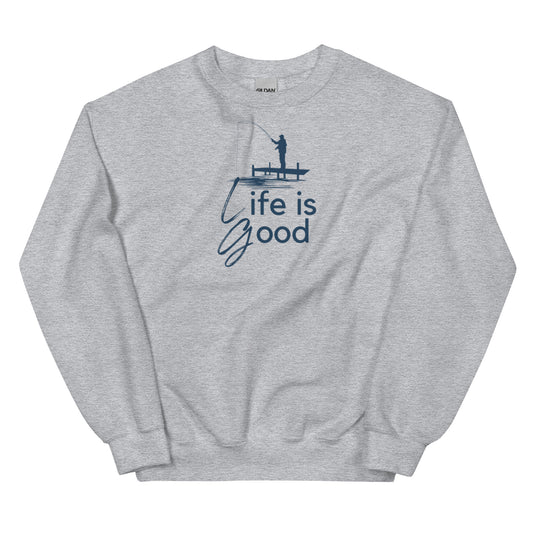 Unisex Sweatshirt - Life is Good Blue Fisherman