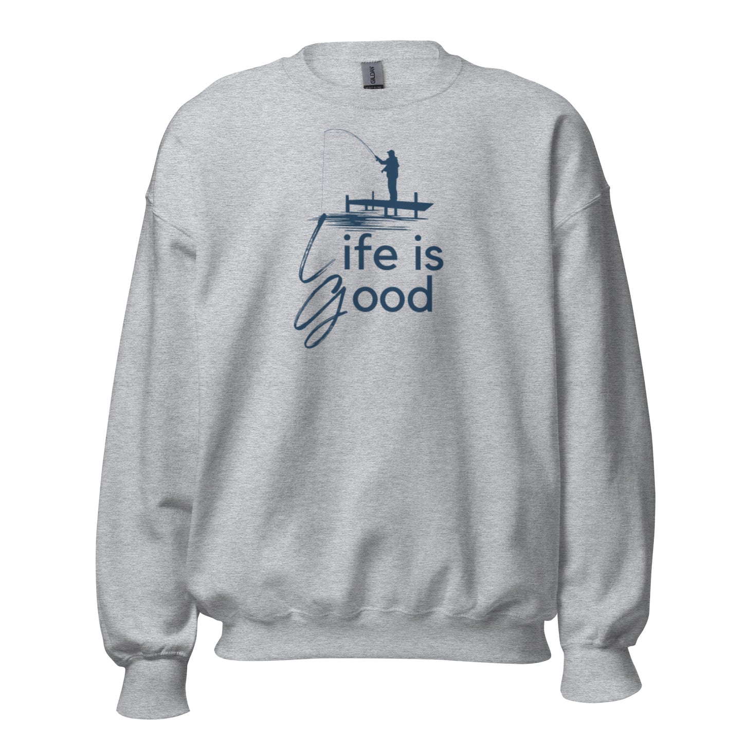 Unisex Sweatshirt - Life is Good Blue Fisherman