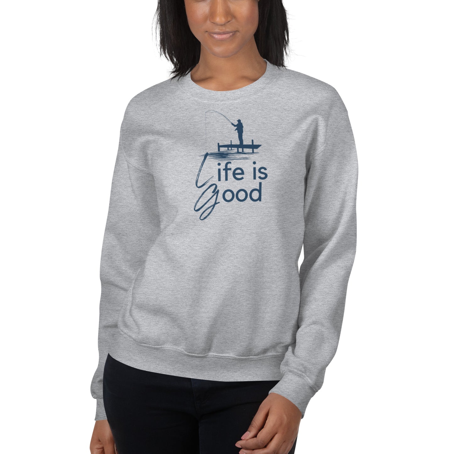 Unisex Sweatshirt - Life is Good Blue Fisherman