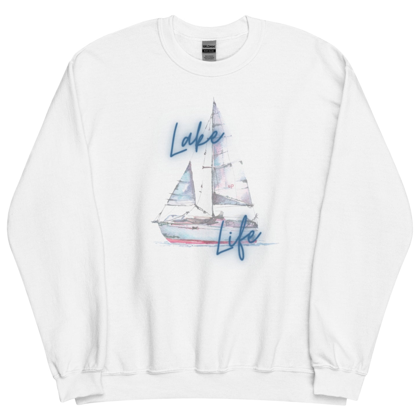 Lake Life Sailboat Unisex Sweatshirt, pink & blue