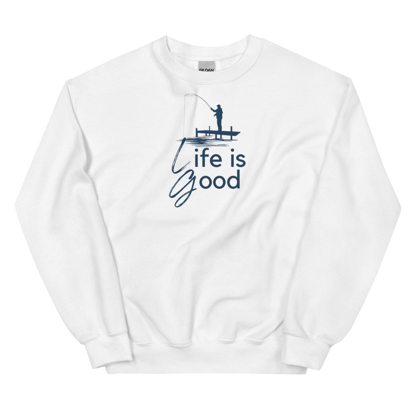 Unisex Sweatshirt - Life is Good Blue Fisherman