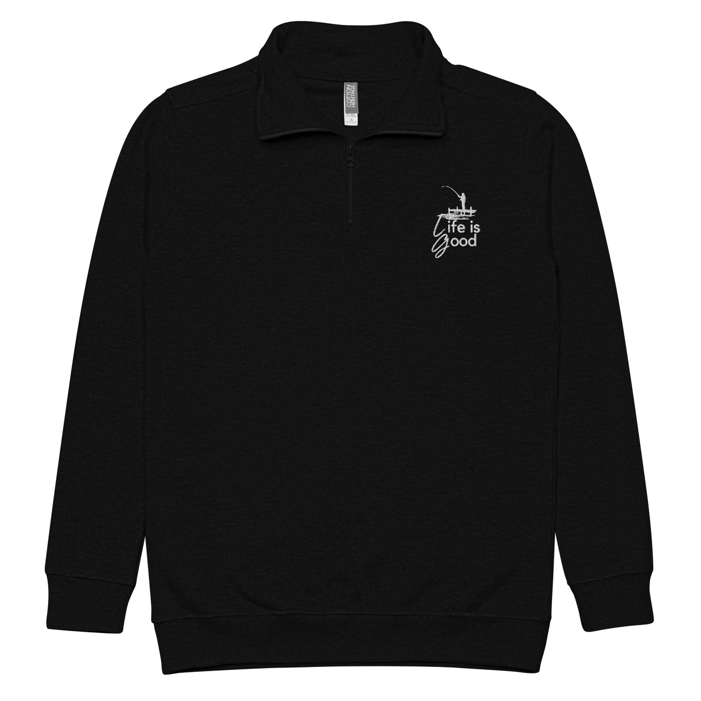 Unisex fleece pullover - Life is Good Fisherman on a Dock