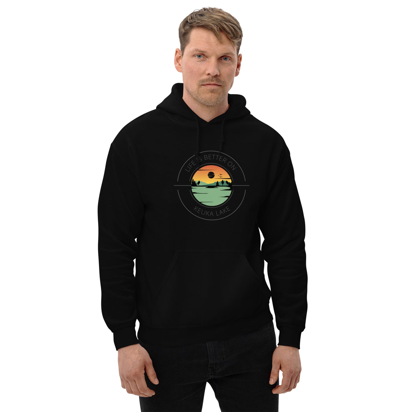 Unisex Hoodie - Keuka Lake orange & green