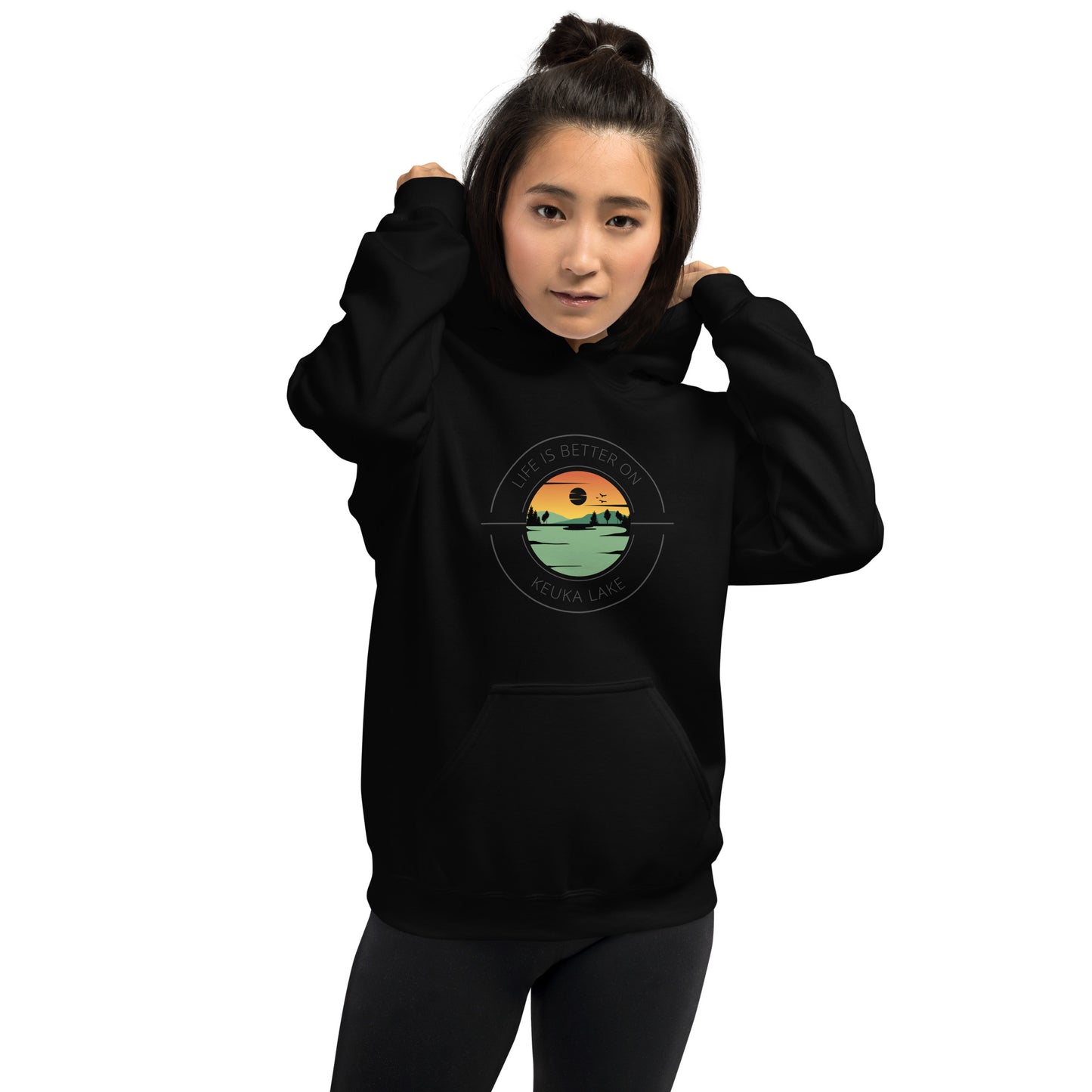 Unisex Hoodie - Keuka Lake orange & green