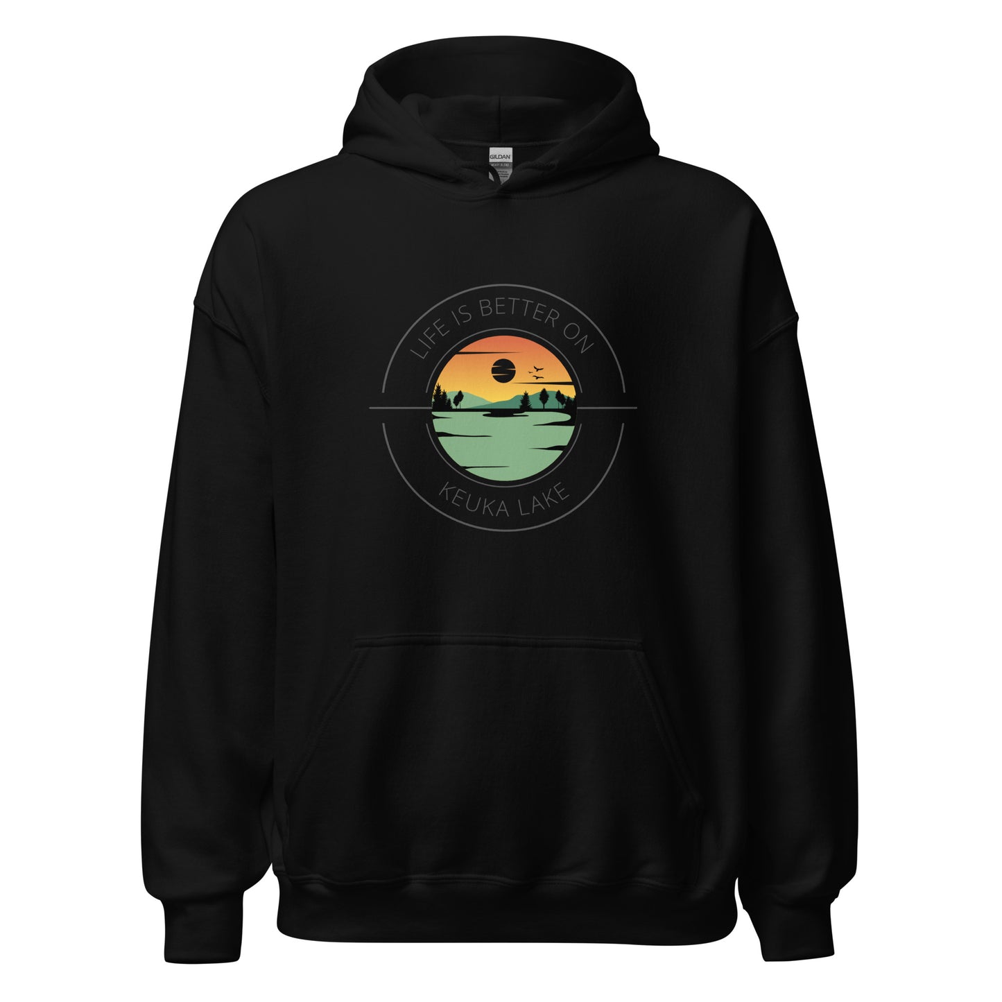 Unisex Hoodie - Keuka Lake orange & green