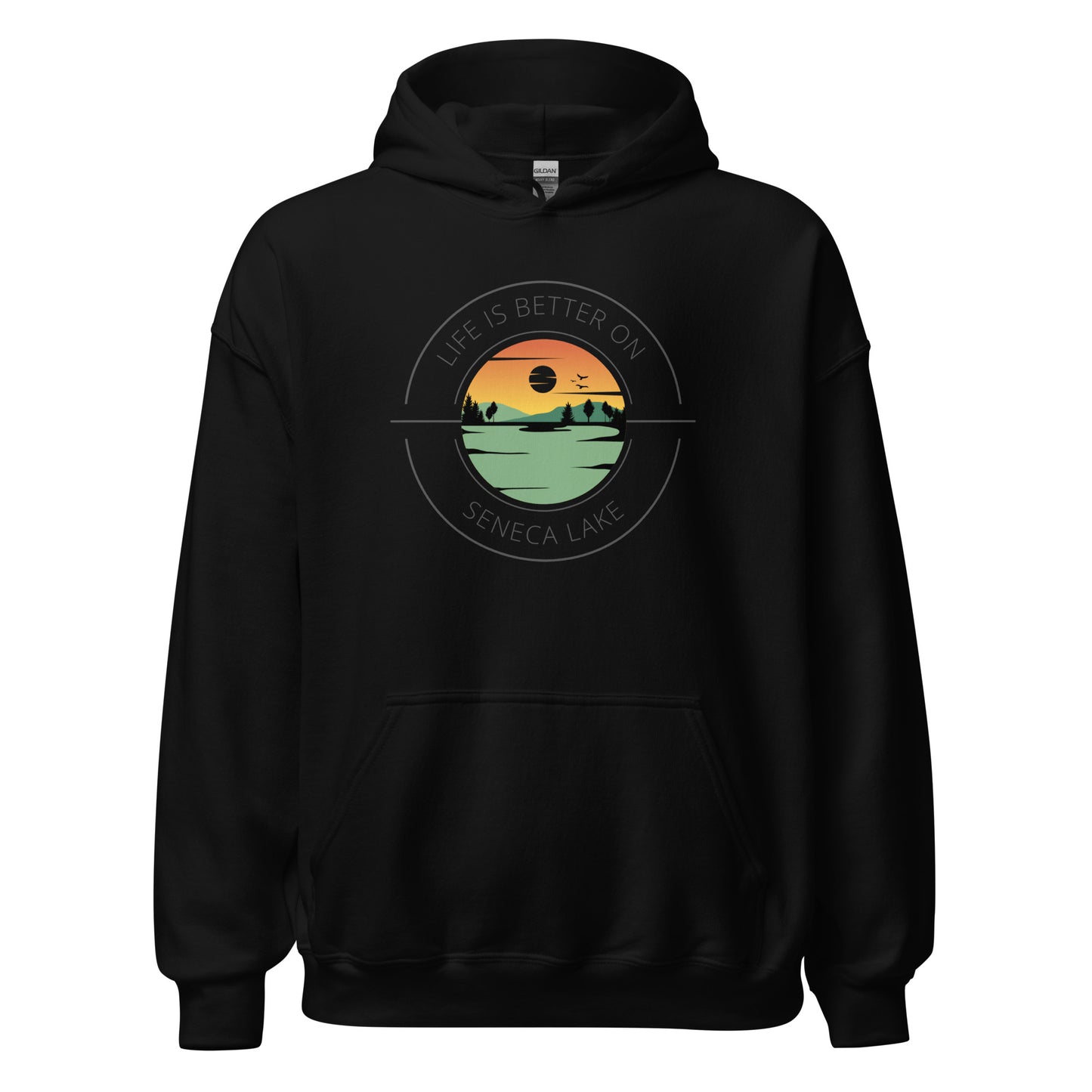 Unisex Hoodie - Seneca Lake orange & green