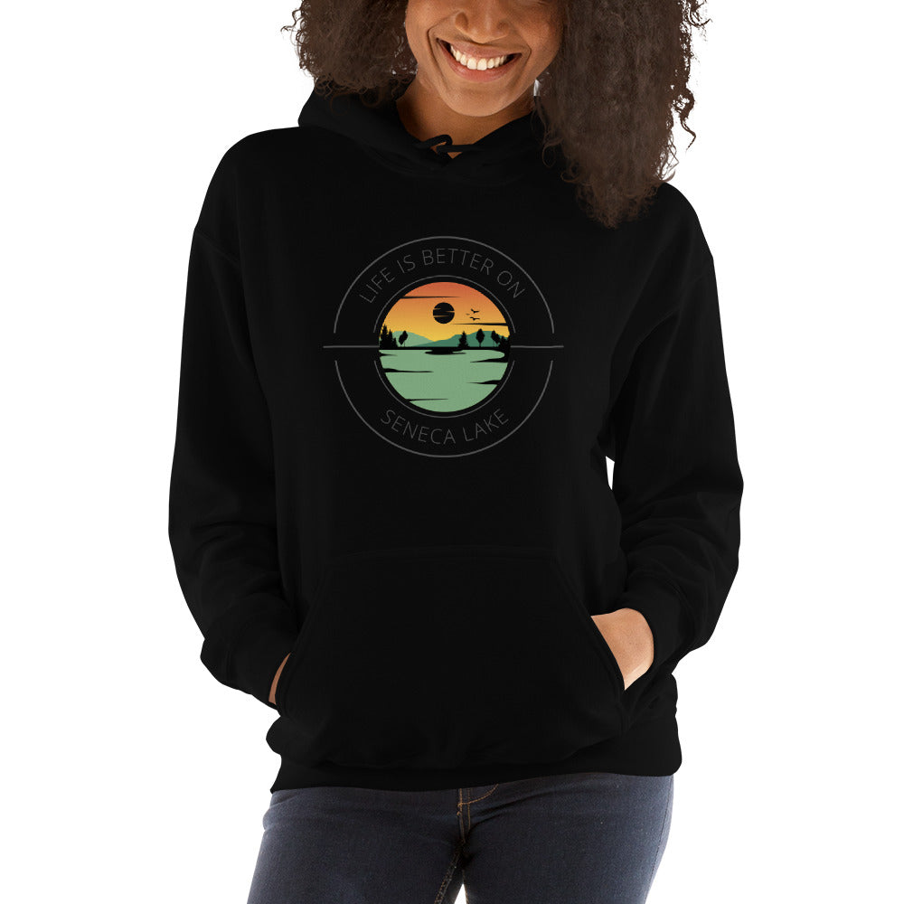 Unisex Hoodie - Seneca Lake orange & green