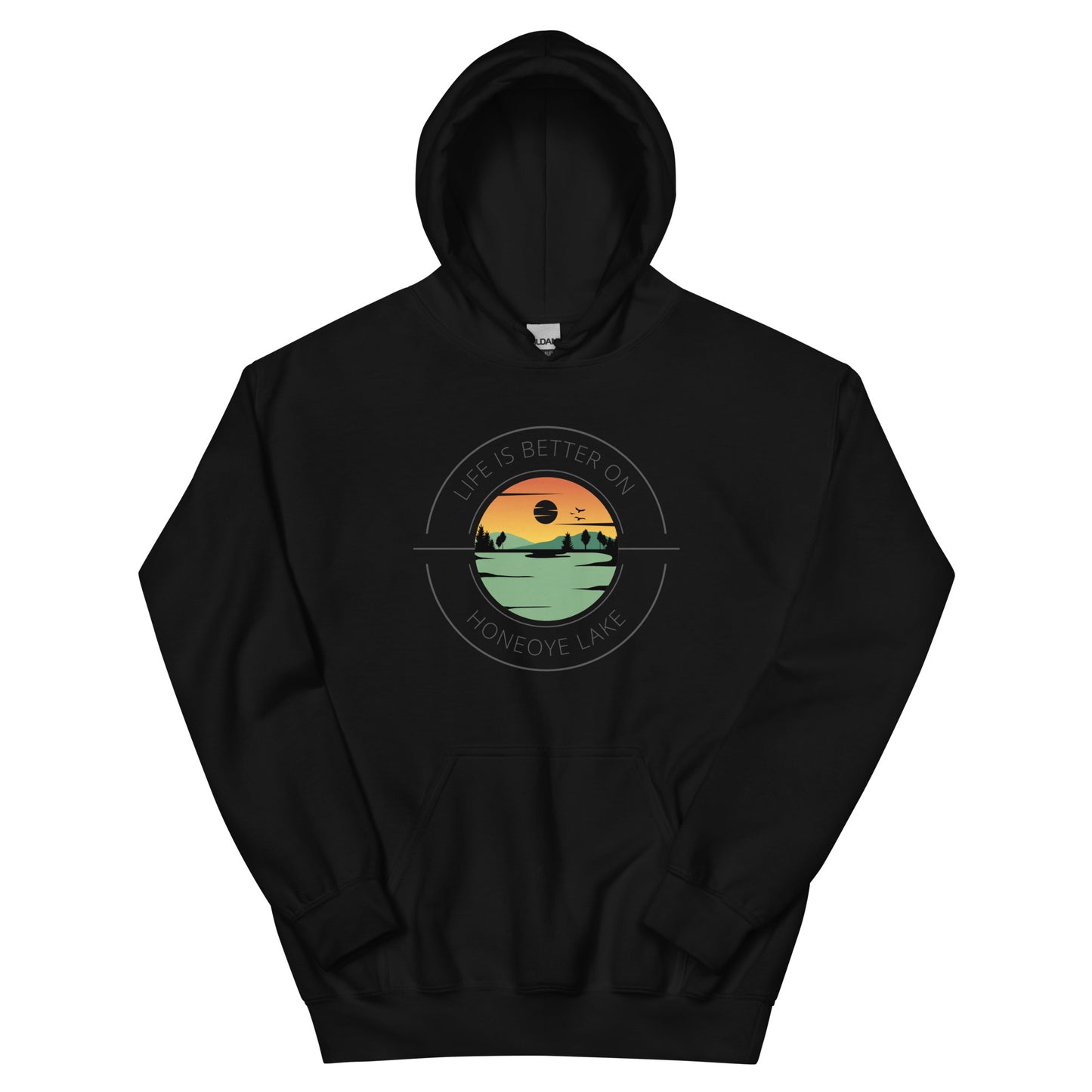 Unisex Hoodie - Honeoye Lake orange & green