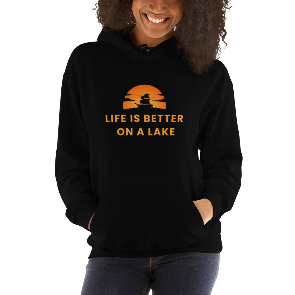 Unisex Hoodie - Life is Better on a Lake Sailboat in the Sunset