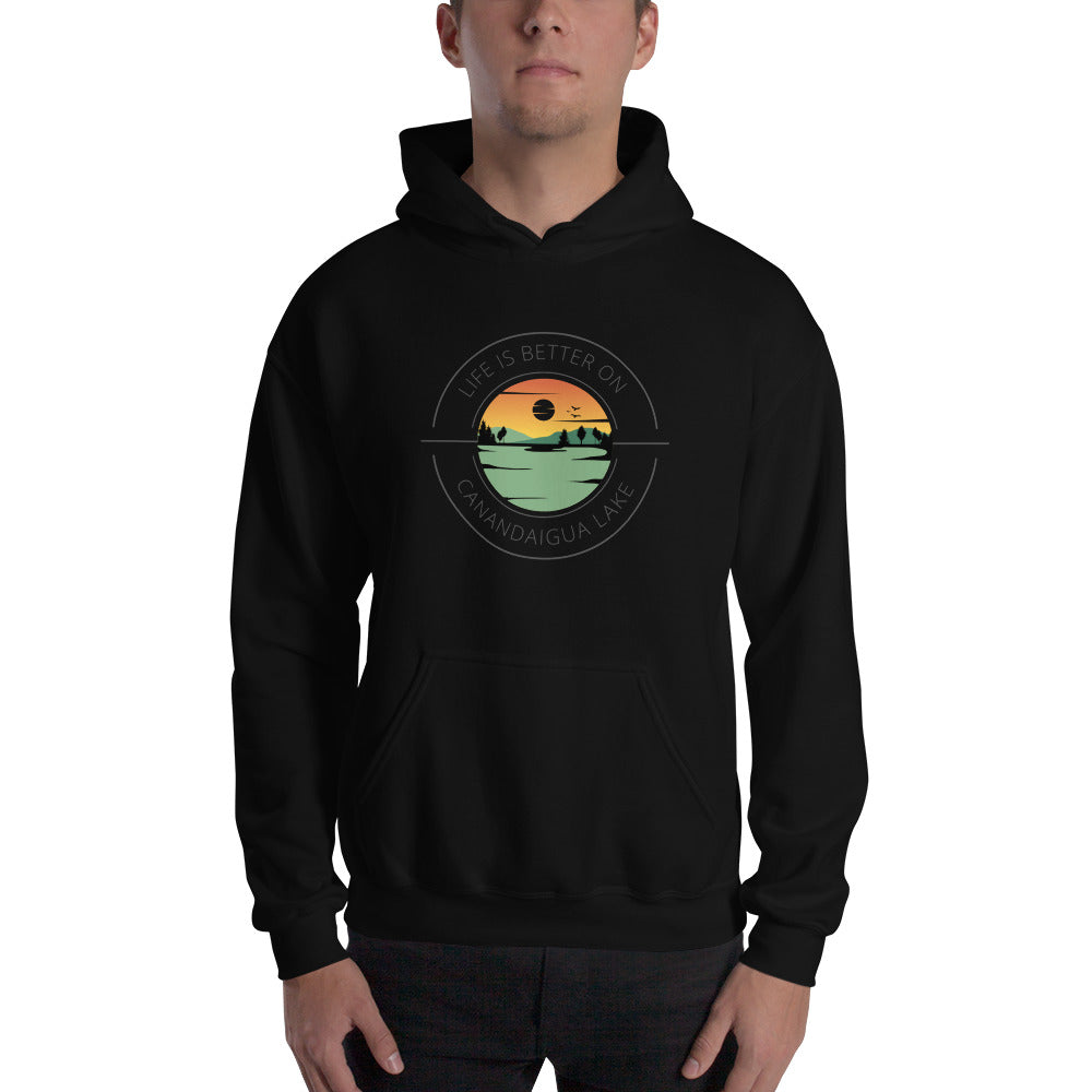 Unisex Hoodie - Canandaigua Life is Better orange & green