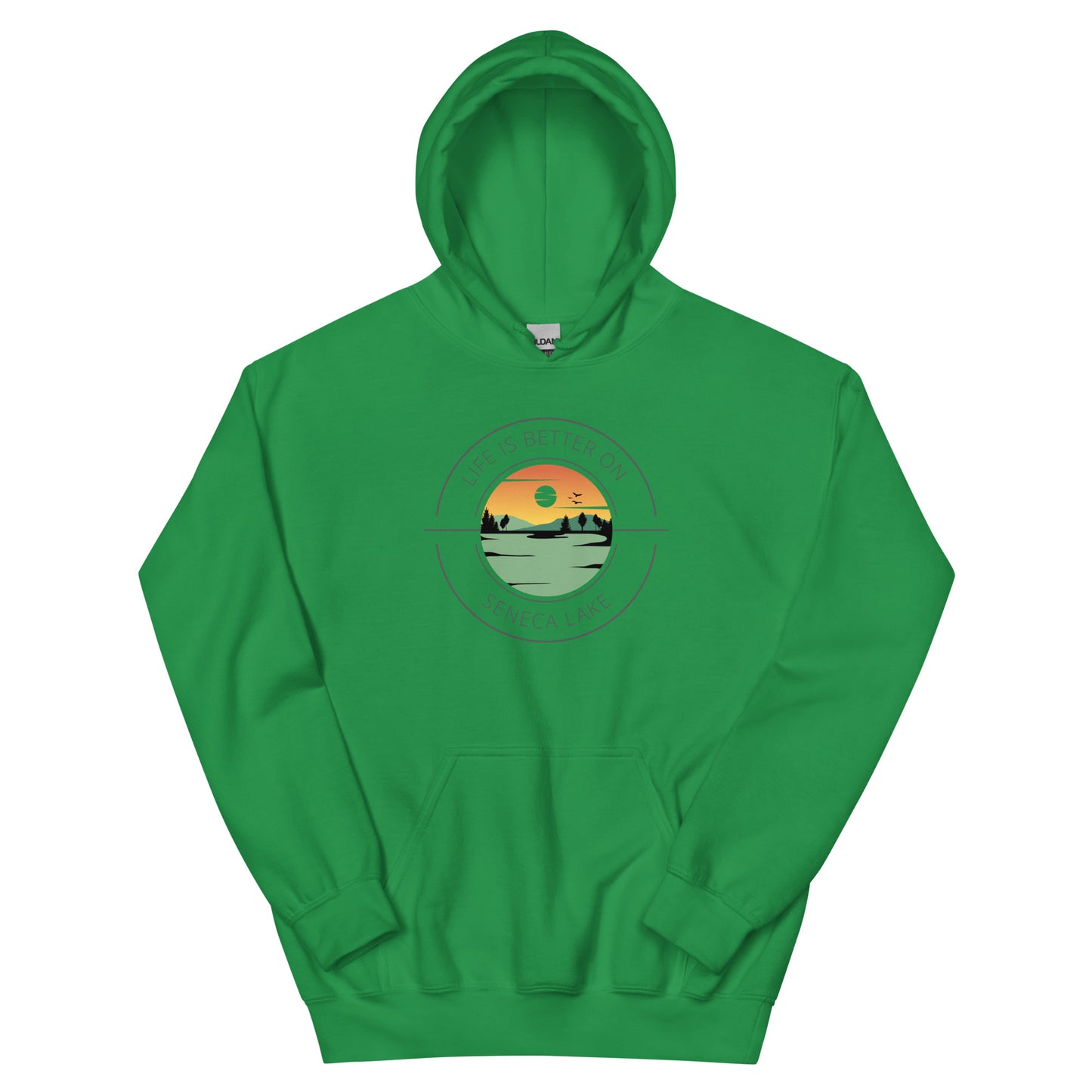 Unisex Hoodie - Seneca Lake orange & green