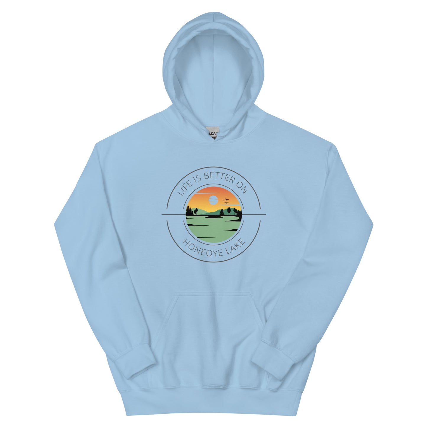 Unisex Hoodie - Honeoye Lake orange & green