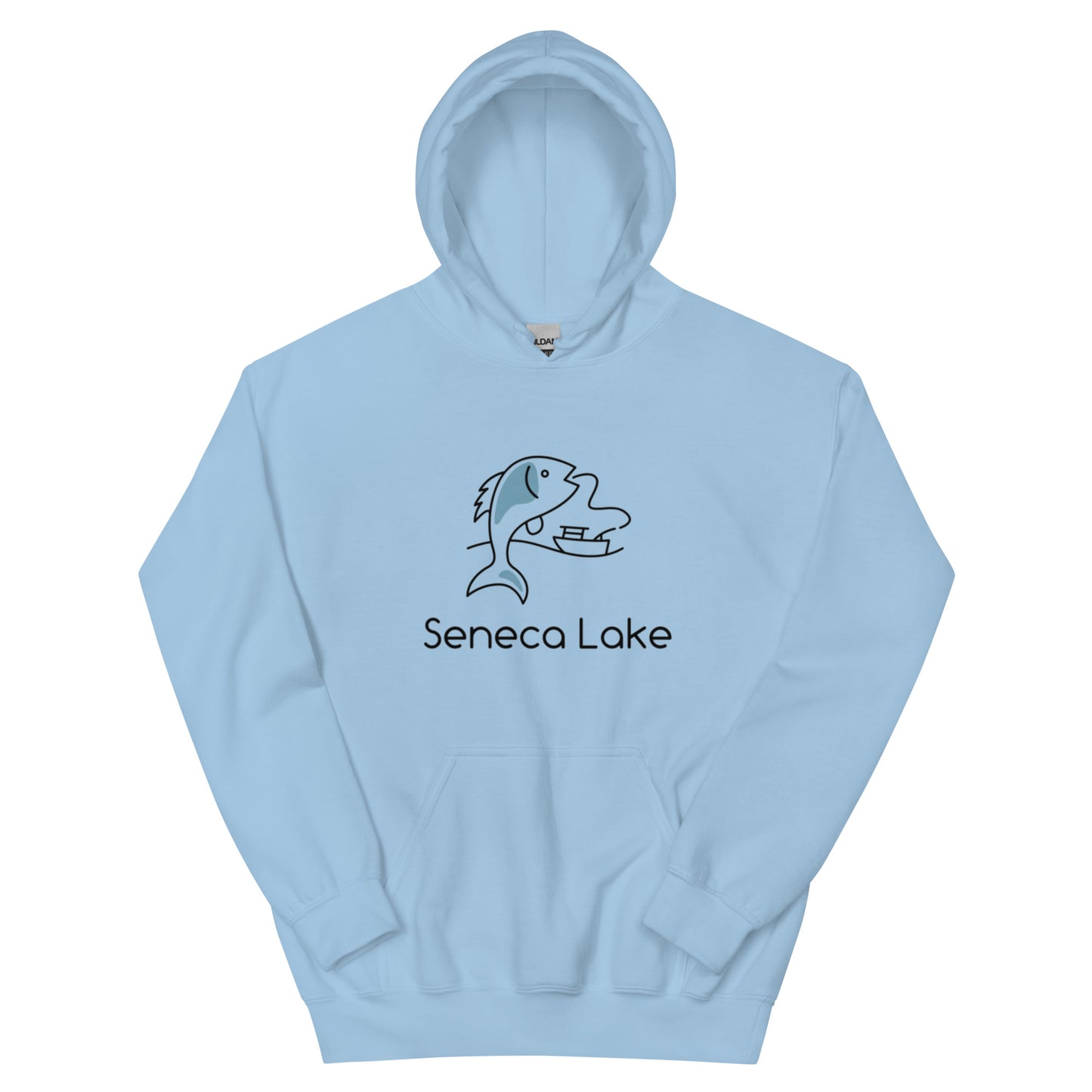 Unisex Hoodie - Seneca Lake fish & boat