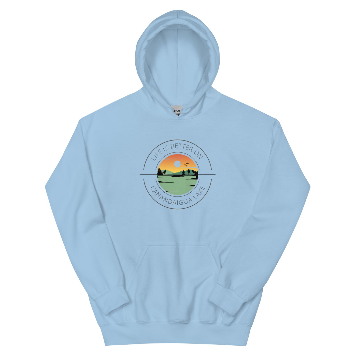 Unisex Hoodie - Canandaigua Life is Better orange & green