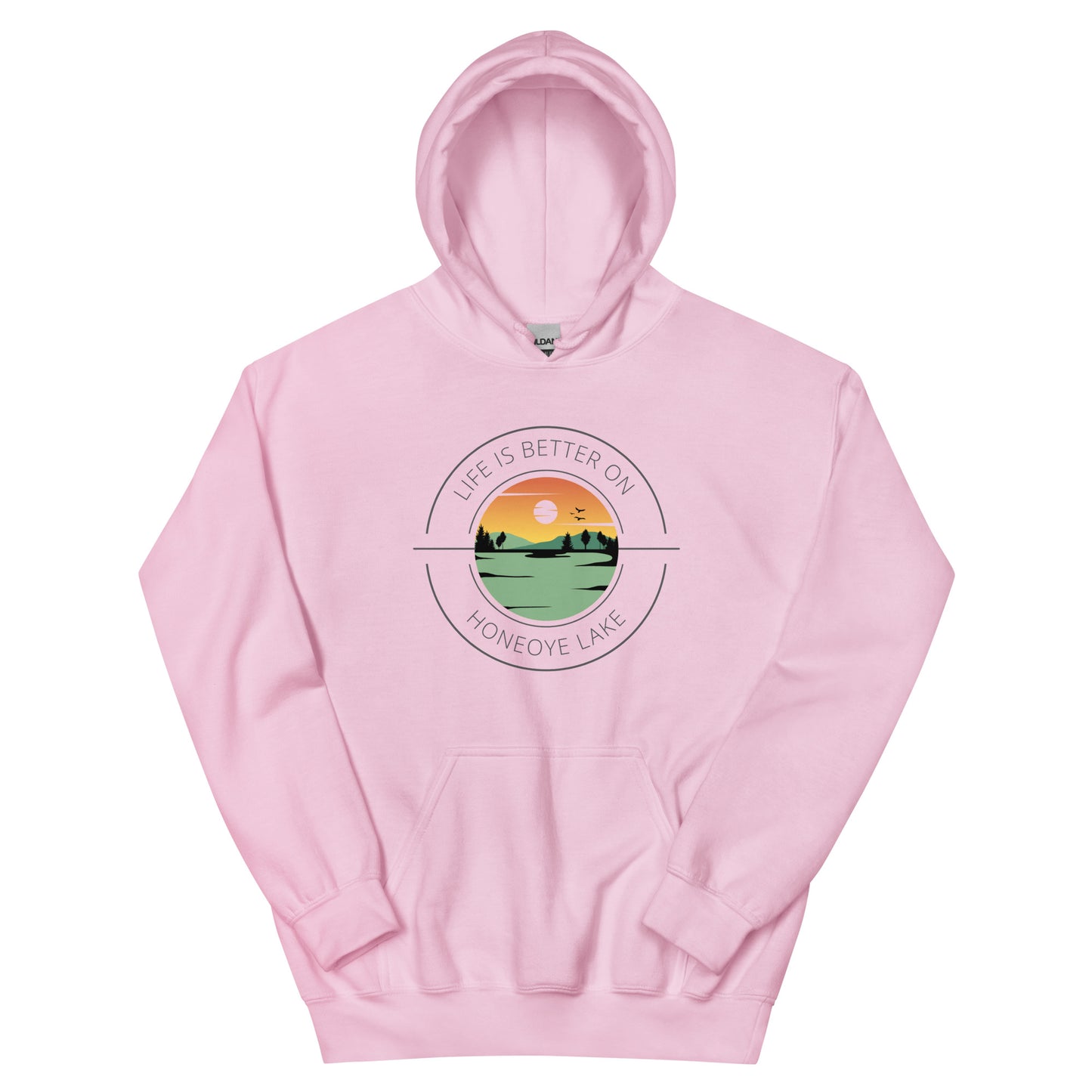 Unisex Hoodie - Honeoye Lake orange & green