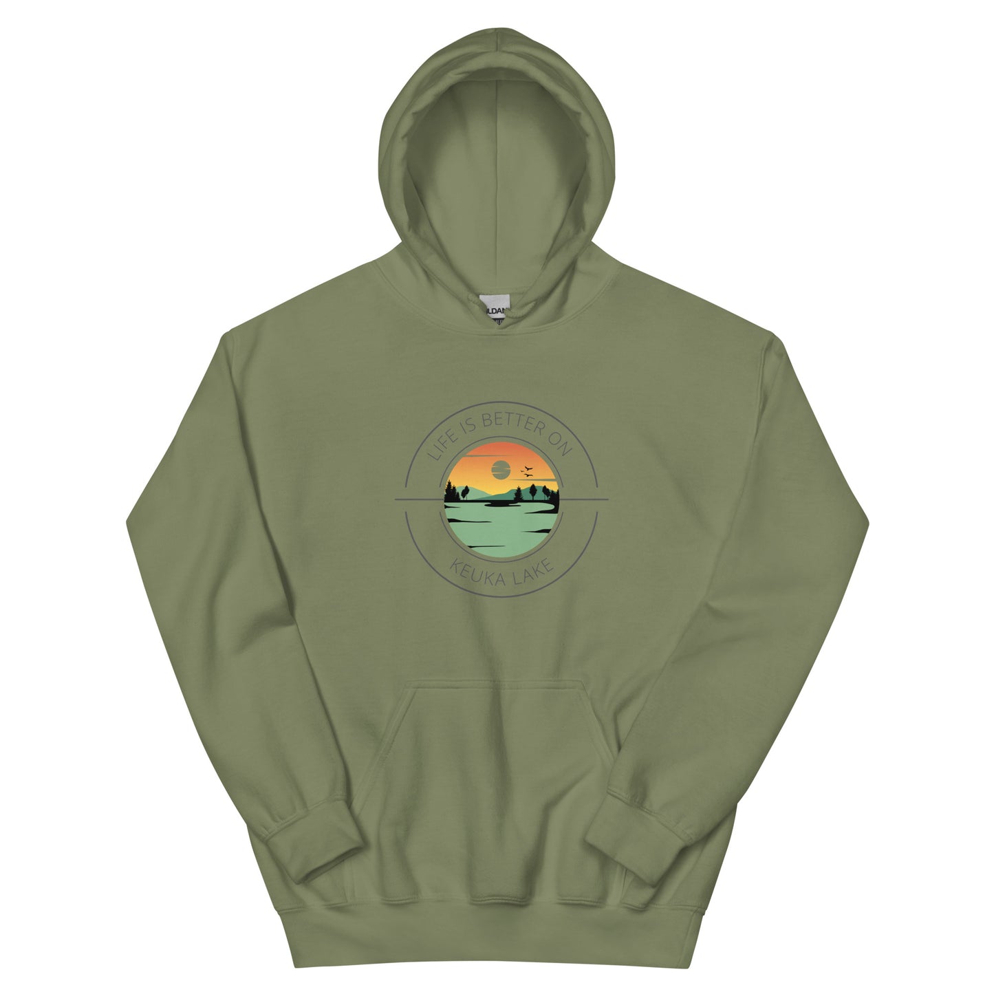 Unisex Hoodie - Keuka Lake orange & green