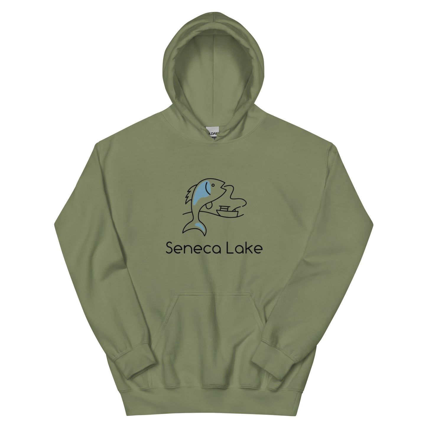 Unisex Hoodie - Seneca Lake fish & boat