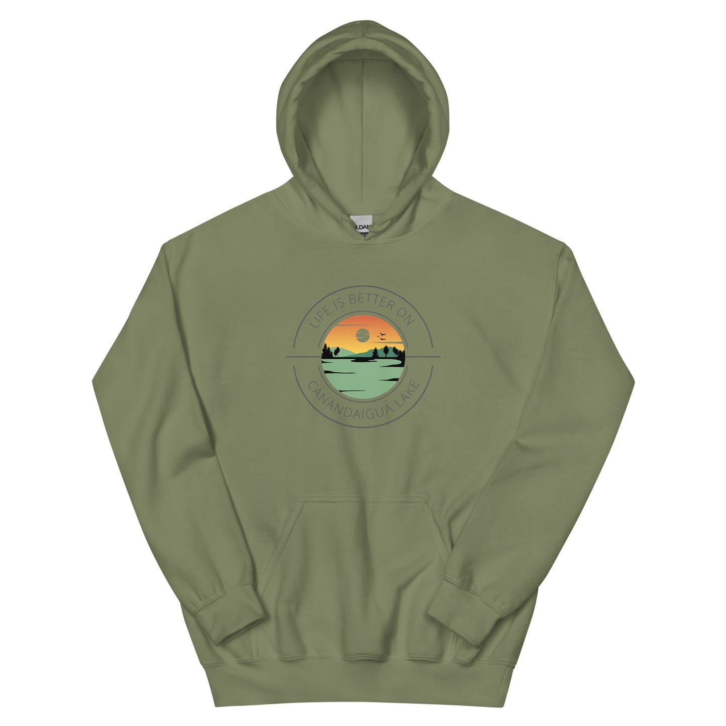 Unisex Hoodie - Canandaigua Life is Better orange & green