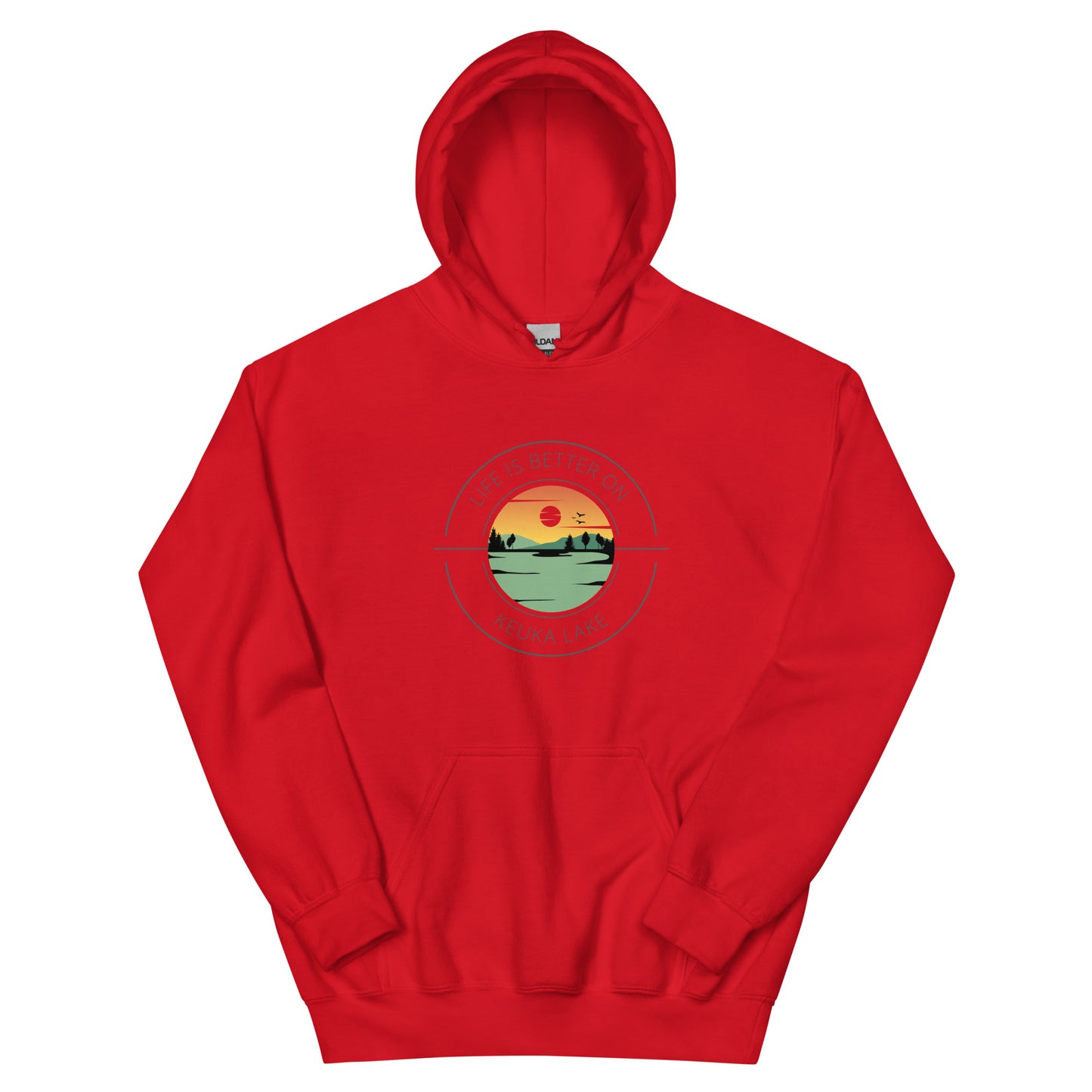 Unisex Hoodie - Keuka Lake orange & green