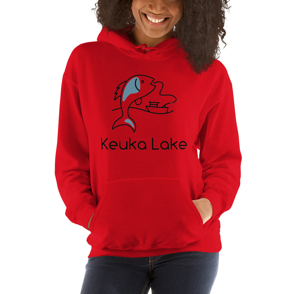 Unisex Hoodie - Keuka Lake fish & boat