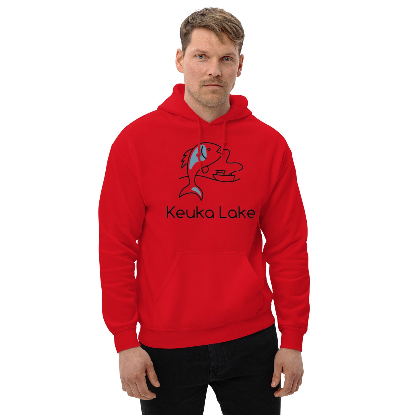 Unisex Hoodie - Keuka Lake fish & boat