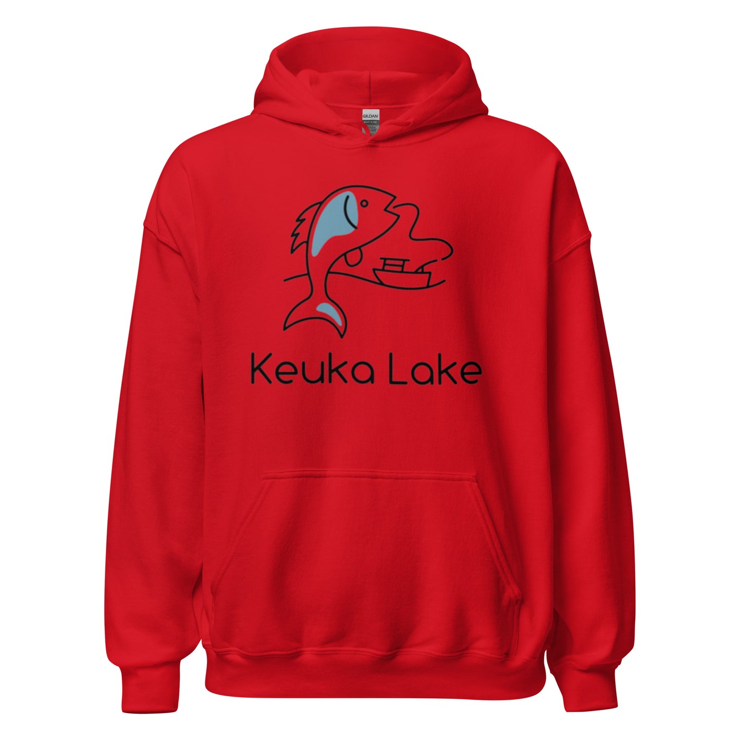 Unisex Hoodie - Keuka Lake fish & boat