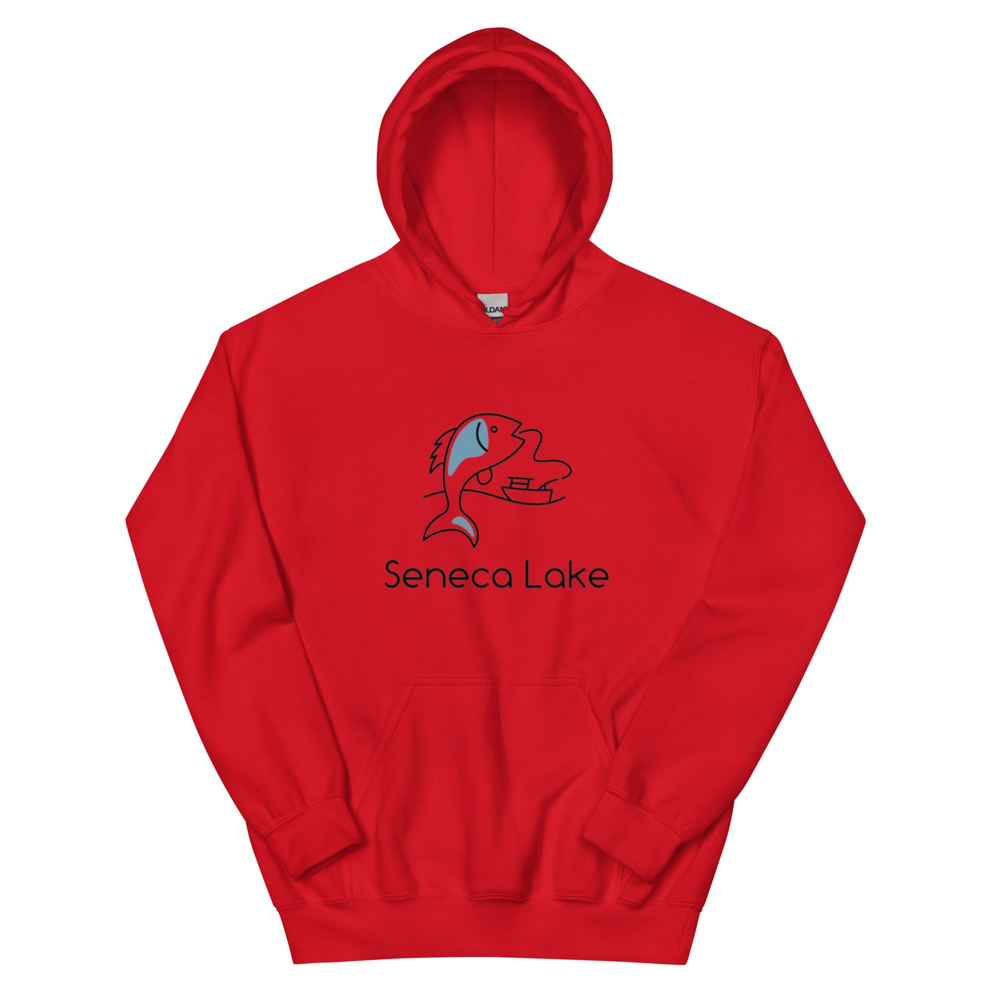 Unisex Hoodie - Seneca Lake fish & boat