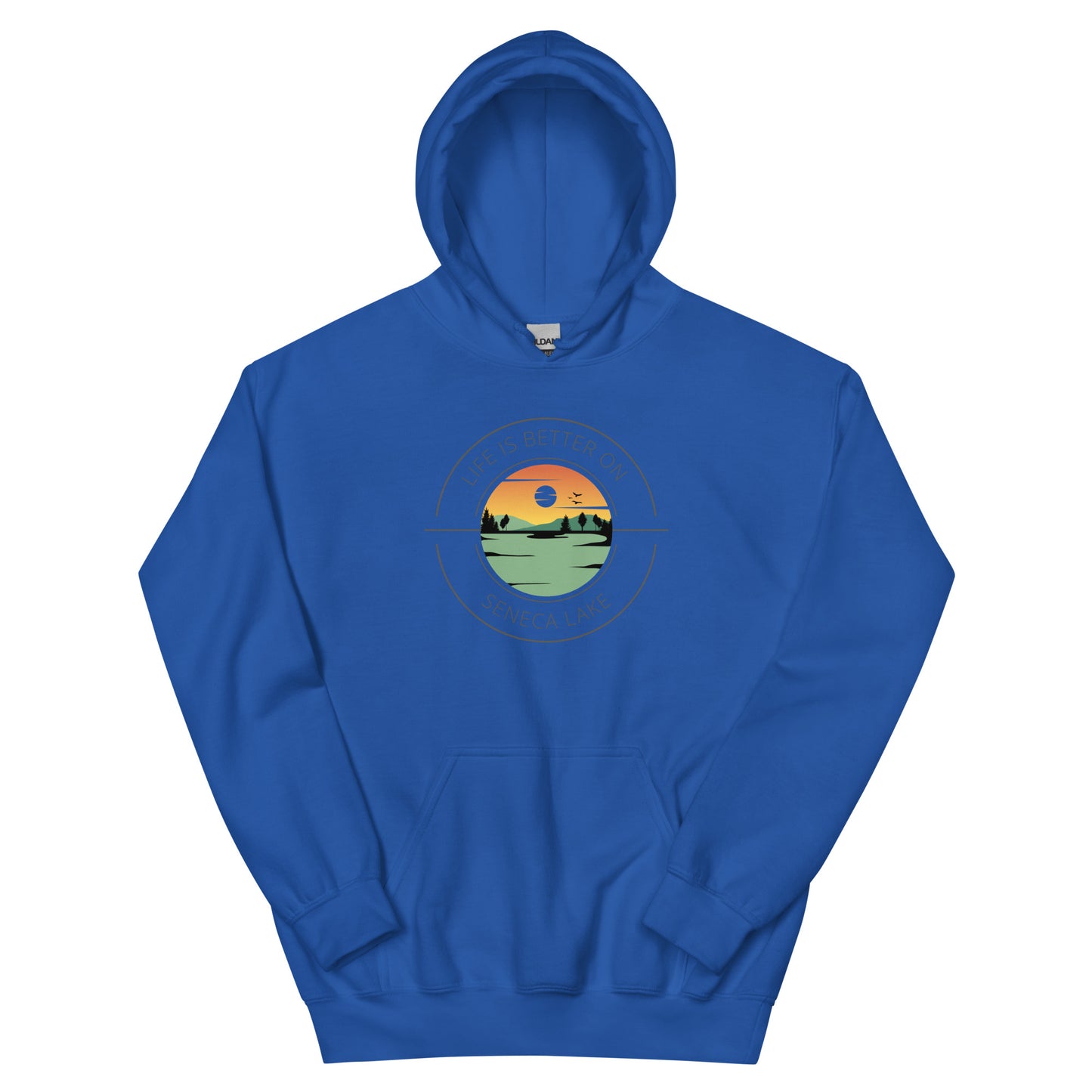 Unisex Hoodie - Seneca Lake orange & green