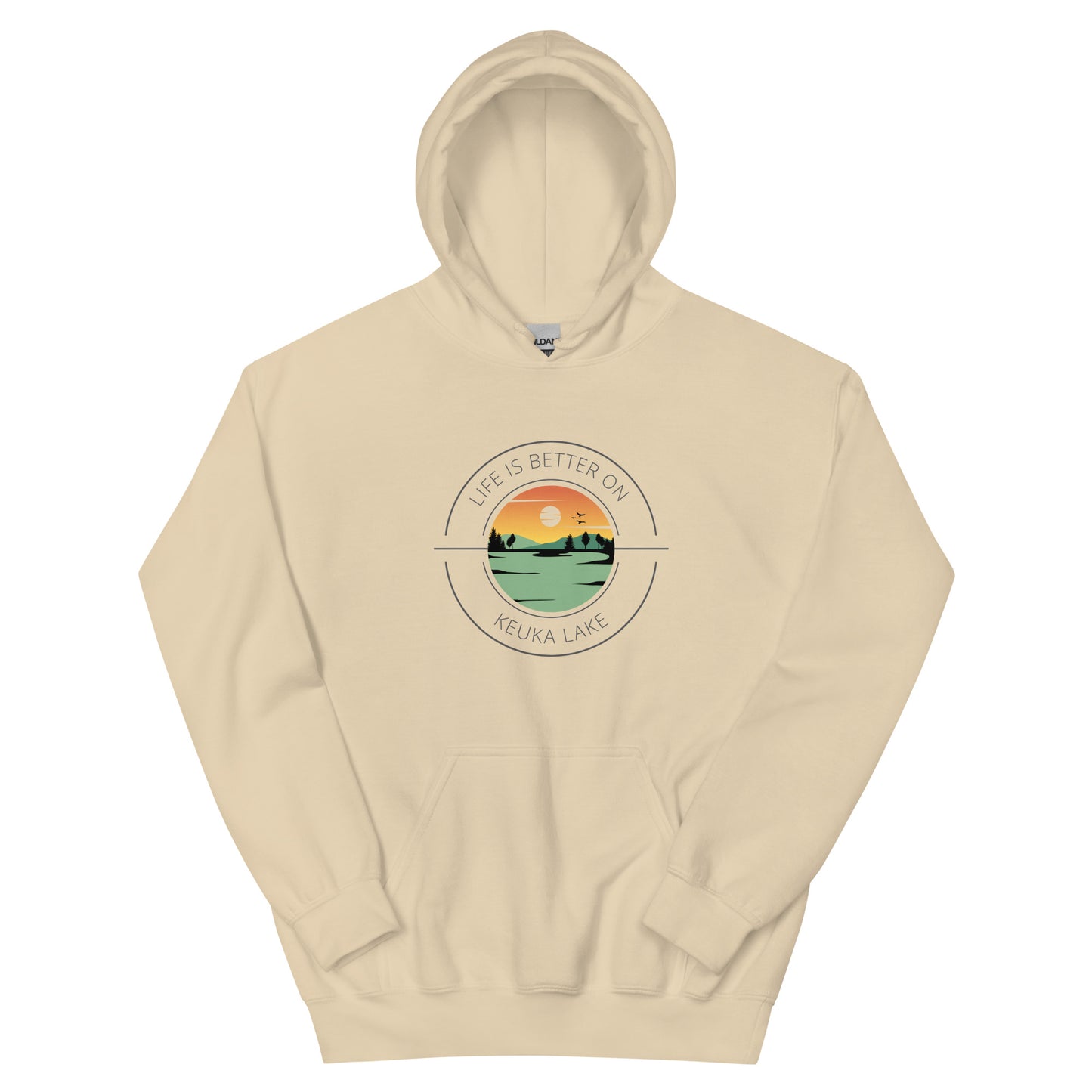 Unisex Hoodie - Keuka Lake orange & green