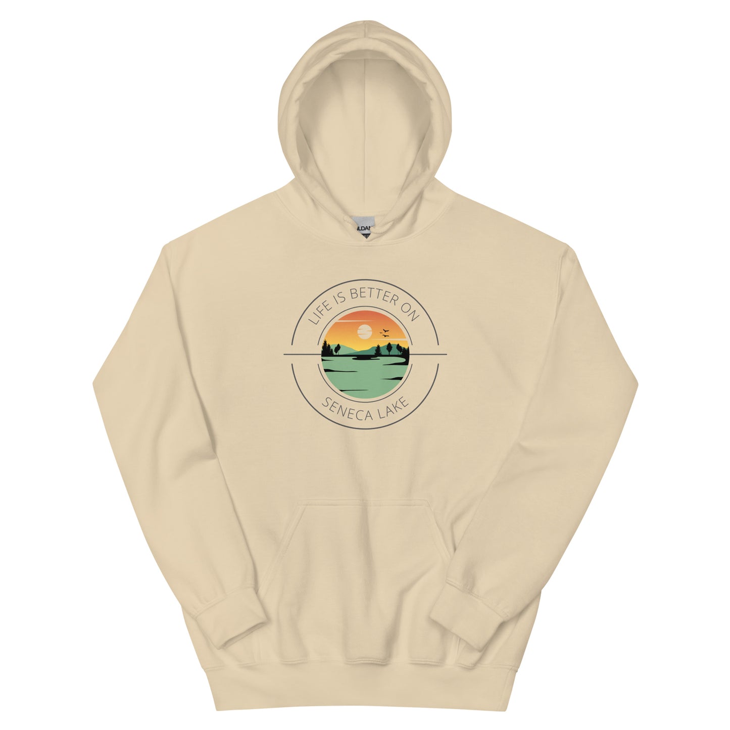 Unisex Hoodie - Seneca Lake orange & green