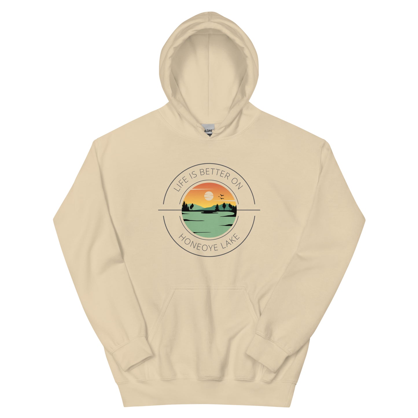 Unisex Hoodie - Honeoye Lake orange & green