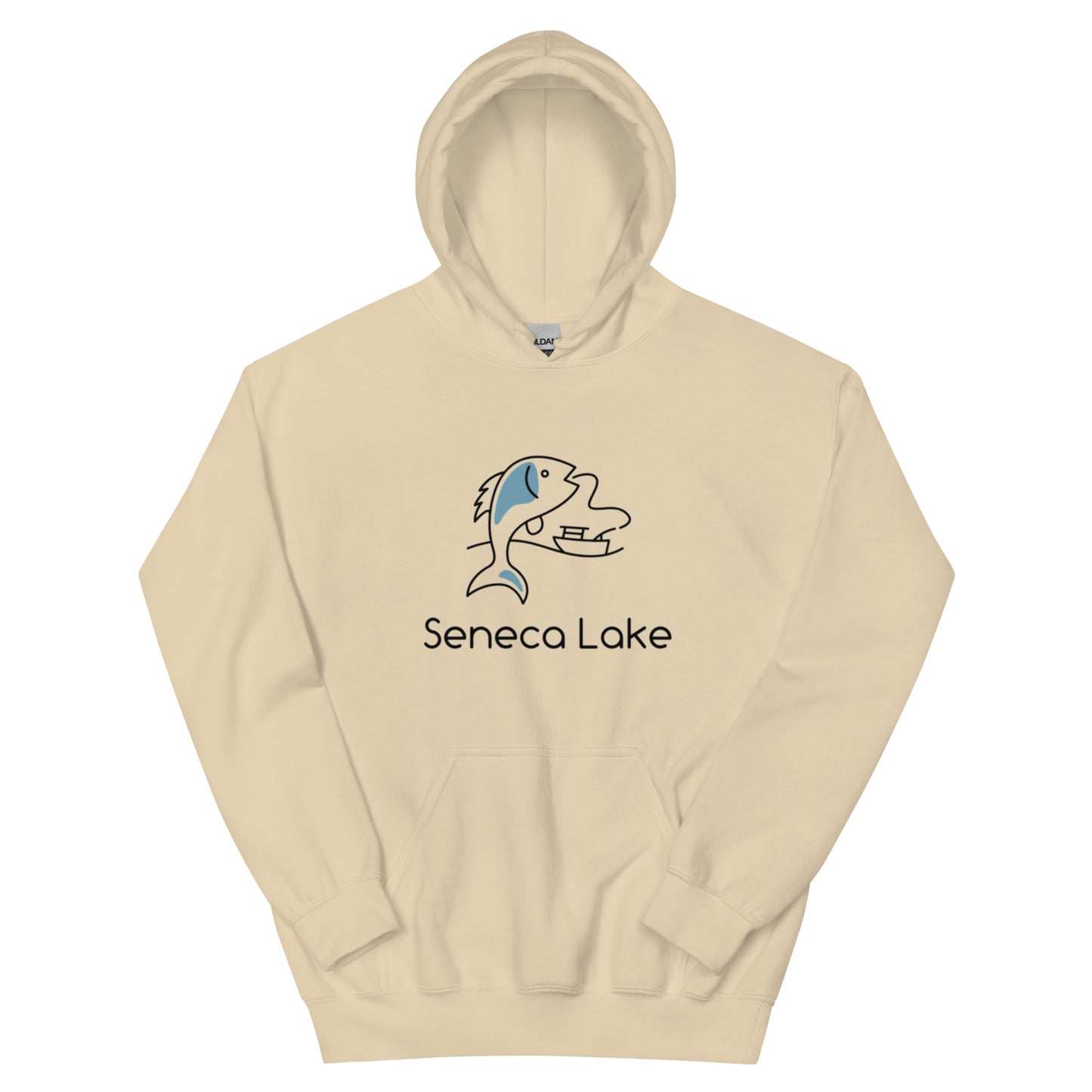 Unisex Hoodie - Seneca Lake fish & boat