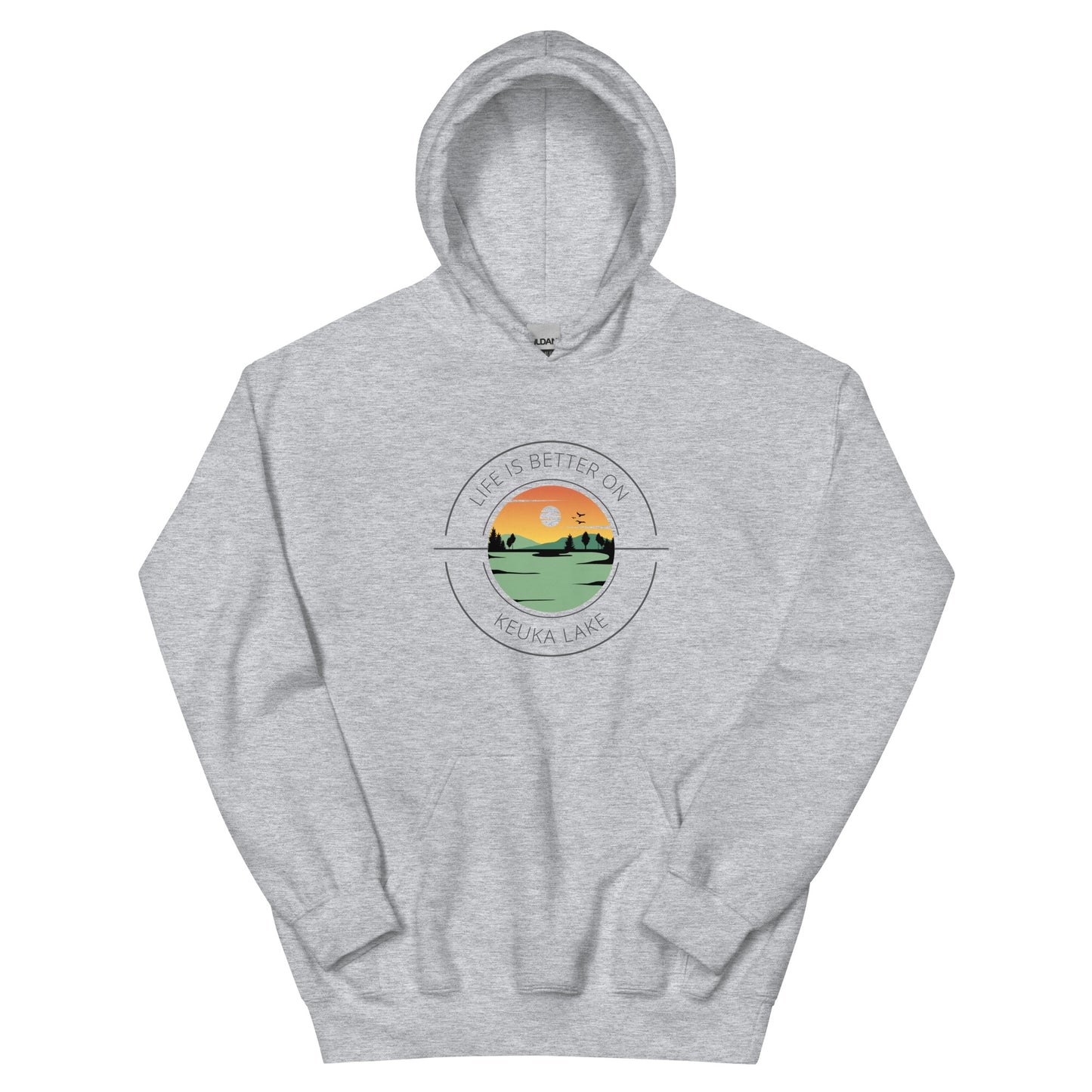 Unisex Hoodie - Keuka Lake orange & green