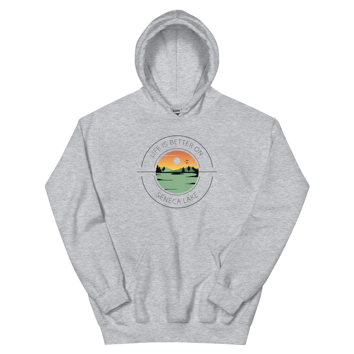 Unisex Hoodie - Seneca Lake orange & green