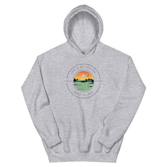 Unisex Hoodie - Seneca Lake orange & green