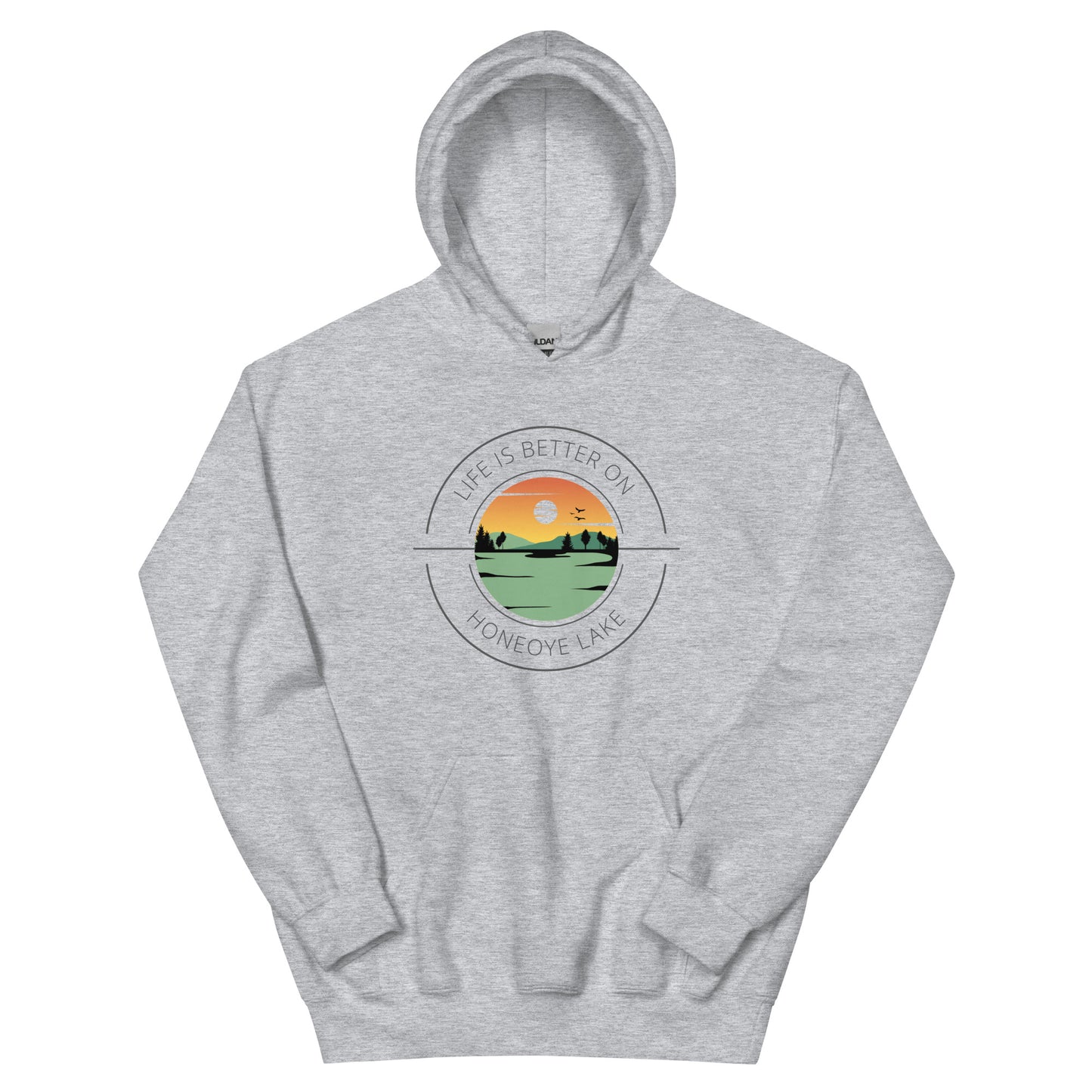 Unisex Hoodie - Honeoye Lake orange & green