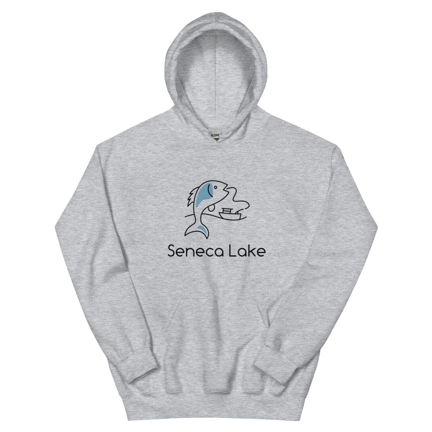 Unisex Hoodie - Seneca Lake fish & boat