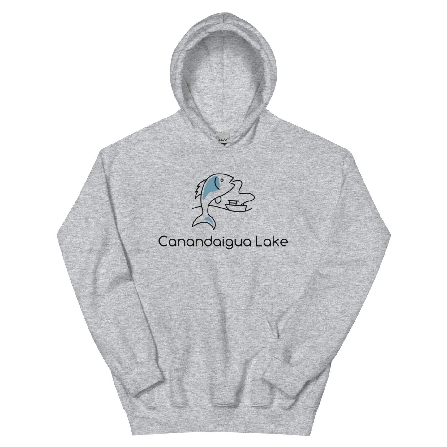 Unisex Hoodie - Canandaigua Lake fish & boat