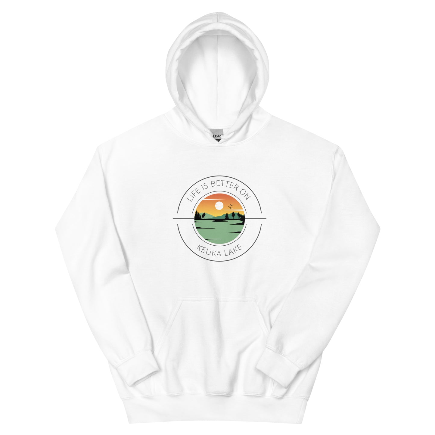 Unisex Hoodie - Keuka Lake orange & green