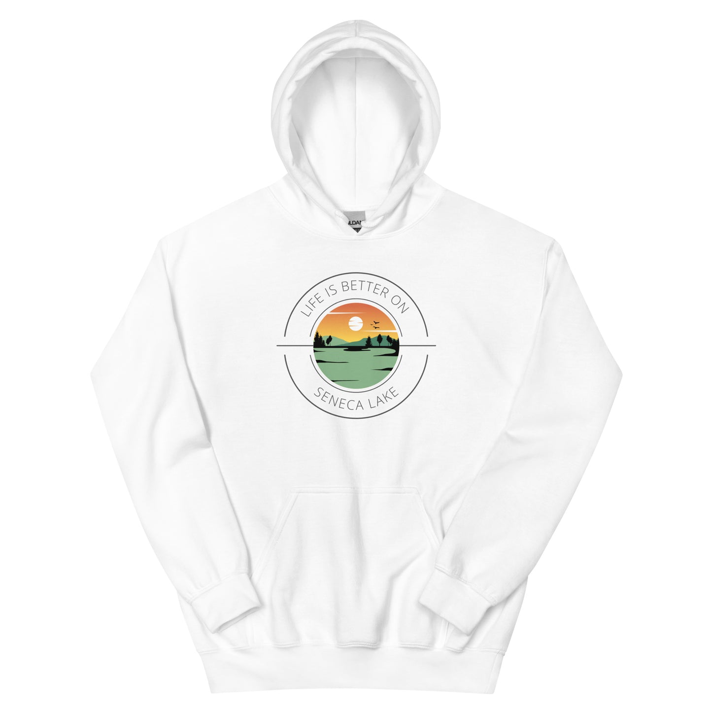 Unisex Hoodie - Seneca Lake orange & green