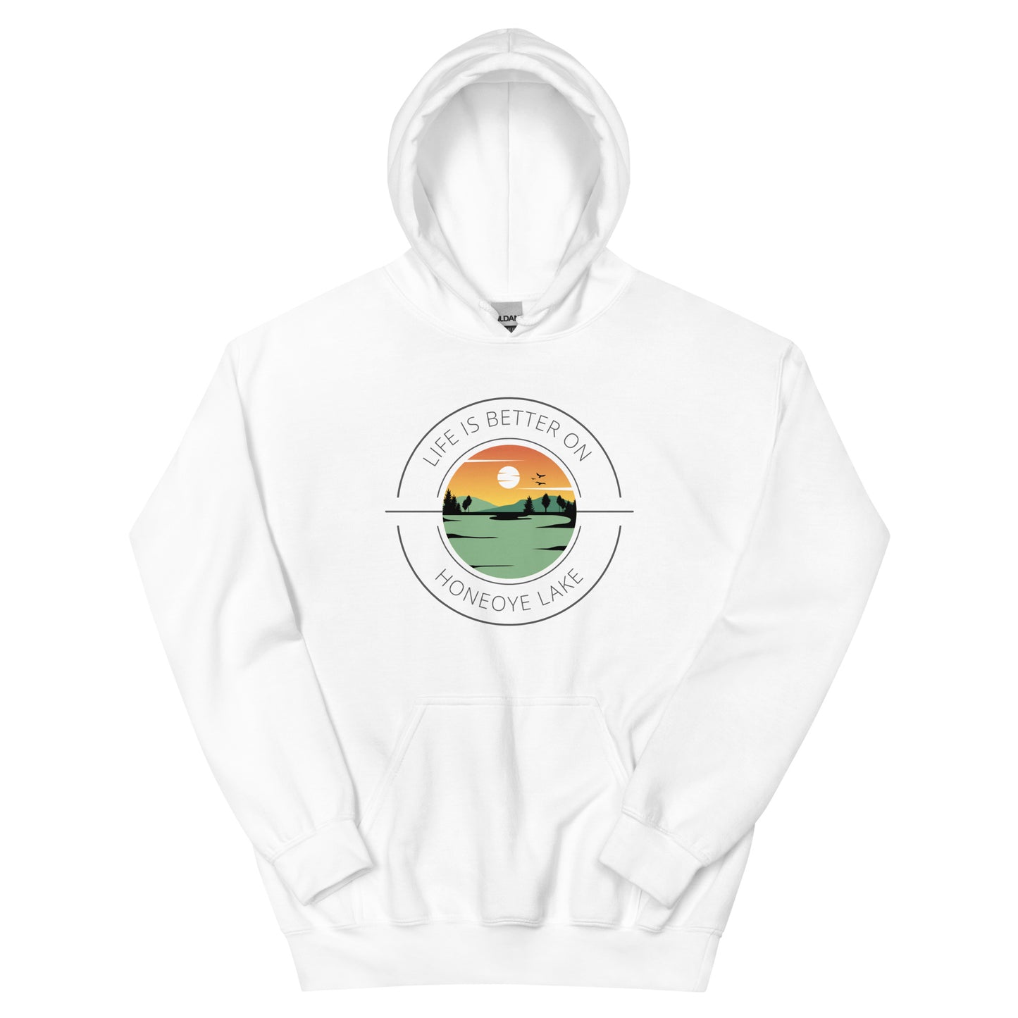 Unisex Hoodie - Honeoye Lake orange & green