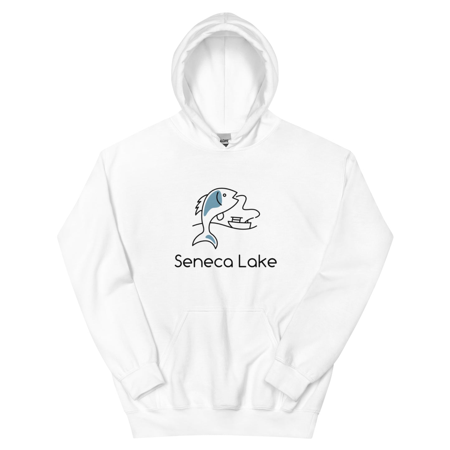 Unisex Hoodie - Seneca Lake fish & boat