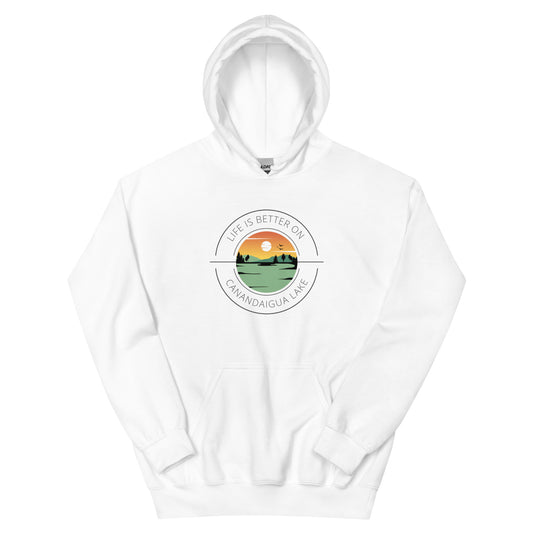 Unisex Hoodie - Canandaigua Life is Better orange & green