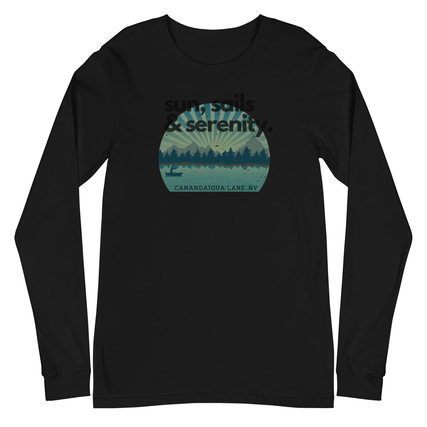 Unisex Long Sleeve Tee - Canandaigua Lake Sun, Sails & Serenity