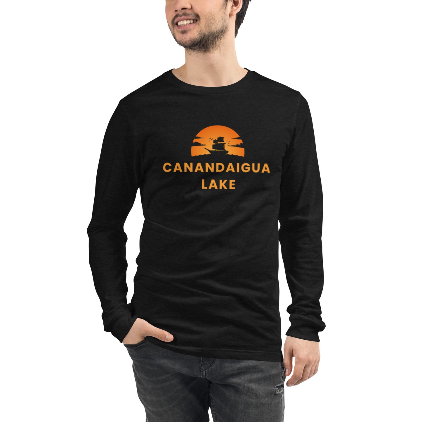 Unisex Long Sleeve Tee - Canandaigua Lake Blue Sailboat